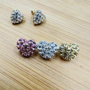 Monet 3 rhinestone Heart Brooch And Heart Earrings Glam Love Feminine Maximalist